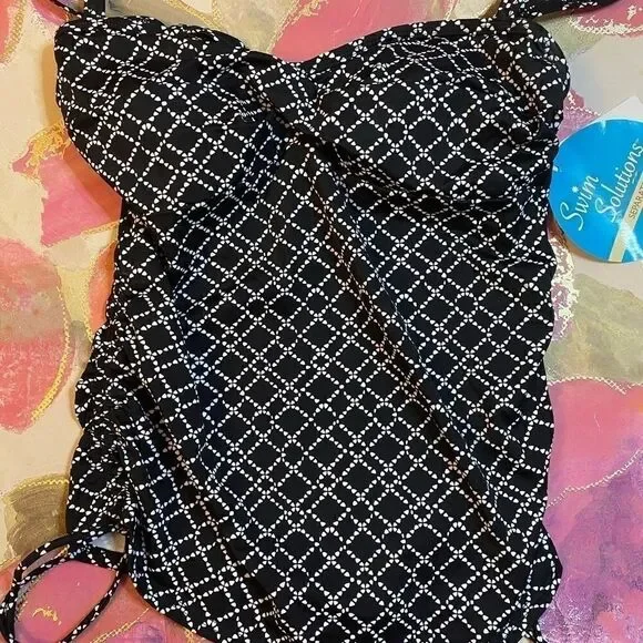 Swim solutions chain print underwire tankini top - Picture 4 of 8